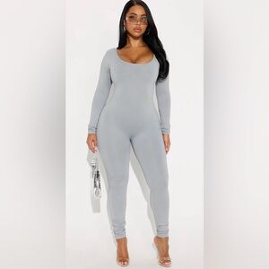 NWT FashionNova Gray Long Sleeve Jumpsuit
